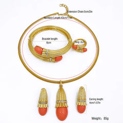 Italian Luxury Red Opal Pendant Jewelry Set For Women Wedding Jewellery Gift Daily