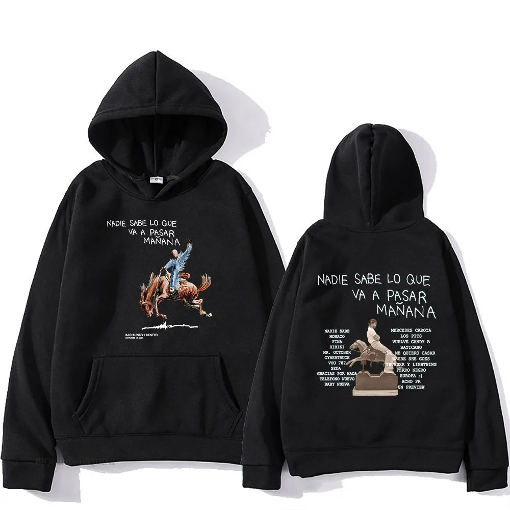 Bad Bunny RIP Hoodies Album Nadie Sabe Lo Que Va Pasar Manana Sweatshirts