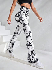 Women's Seamless Tie Dye Flared Leggings High Waisted Tummy Control Workout