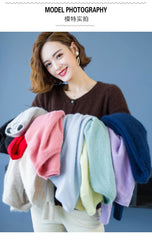 Women Cardigan Large Size Warm Pure Mink Cashmere Sweaters O-neck Loose Coat