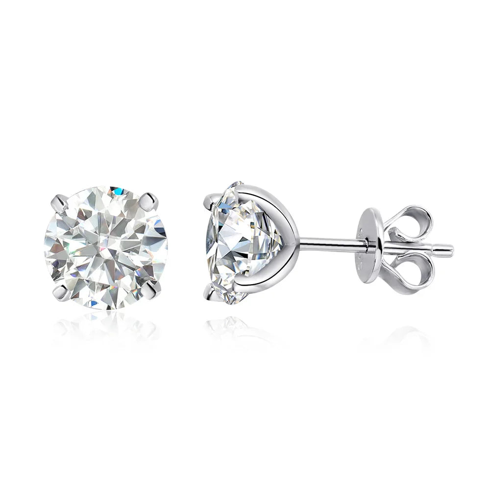 0.2-5ct Moissanite Stud Earring for Women Men Round D Color Diamond 925 Sterling Silver 18K Gold Plated Jewelry with Certificate