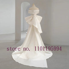 White Bridesmaid Dresses: Neck Bow Zipper Up Back Satin Mermaid Wedding Dress