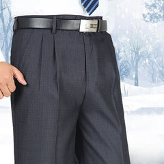 Men Pants Wash-and-wear Elastic Formal Fit Male Drape Plus Size Straight Black Suits