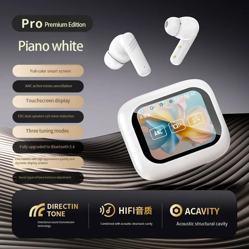 Bluetooth V5.4 headphones AI translation OWS LCD touch screen sports wireless high-definition stereo long-life headphones