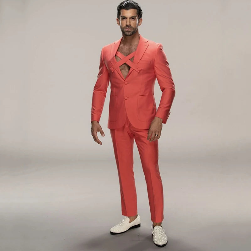 Tuxedo for Mens: Men's Notch Lapel Suit for Casual Daily Leisure Dinner,2 Pieces