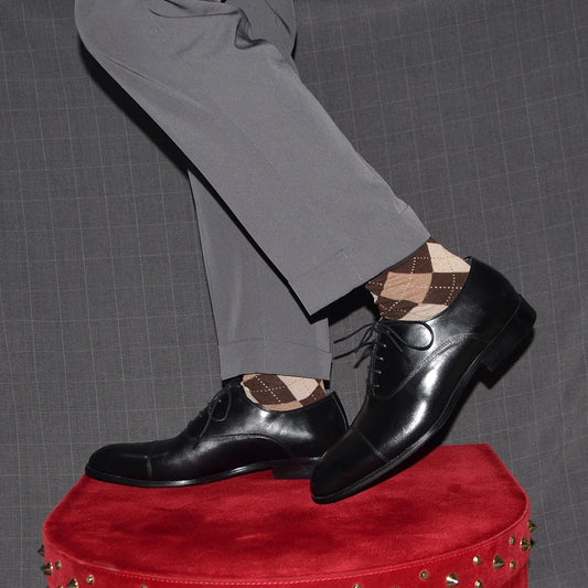 Luxury Genuine Leather Mens Business Dress Shoes Black Cap Toe Lace-Up Oxfords