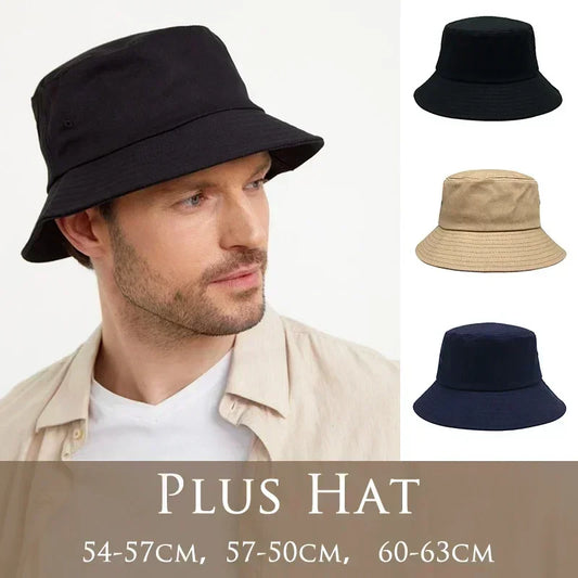 Big Head Man Large Size Bucket Hats Boy 60-63cm Plus Size Summer Fisherman Cap