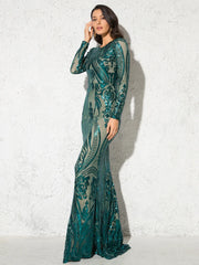 Homecoming Dresses: Stretch Sequined Evening Dress Modest Elegant Prom Gown