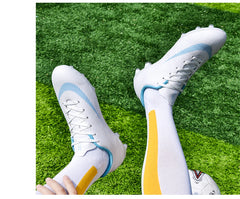 Men's Turf Soccer Shoes Kids Outdoor Long Spikes Training Ankle Football Boots