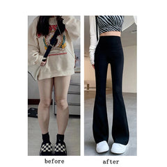 Women Flare Pants Slim High Waist Solid Shark Flare Pants Fashion