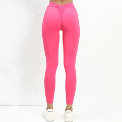 Seamless Yoga Sets Sports Fitness High V Waist Peach Hip-lifting Skinny Running
