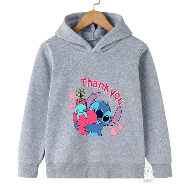 Spring Autumn Disney Stitch Street Fashion Boys and Girls Sweatshirt Children's Sports