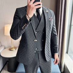 Single-breasted Business + Wedding + Groomsman Loose Suit Three-piece Box