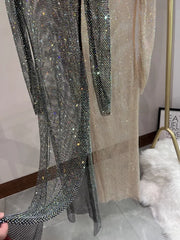 Evening wear Dresses: Women's Dresses Mesh See Through Nightclub Spice Rhinestone