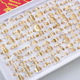 100 Pieces Stainless Steel Engraved Rings for Men and Women Fashion Charm