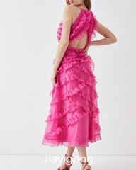 Homecoming Dresses: Spaghetti A-line Evening es Layered Draped Flower formal gowns