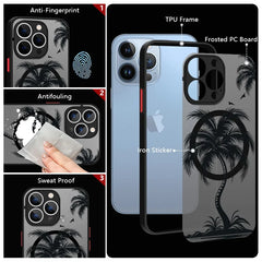 Magnetic Coconut Palm Pattern Case For iPhone 15 14 Pro Max 13 12 11 16 For Magsafe Wireless Charge Matte Hard Back Cover Fundas