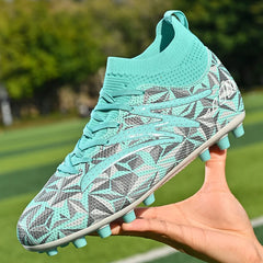 Soccer Cleats Long Spikes Ankle Football Boots FG Non-Slip Ultralight Men