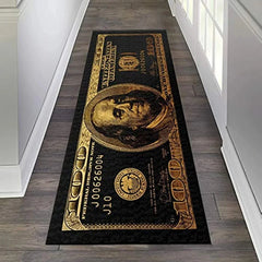 Black Gold 100 Dollar Bill Money Kitchen Floor Mat Home Entrance Doormat Corridor