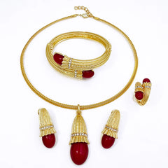 Italian Luxury Red Opal Pendant Jewelry Set For Women Wedding Jewellery Gift Daily