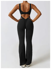 Women Jumpsuits One-Piece Yoga Suit Dance Belly Tightening Fitness Workout Set