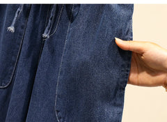 Plus Size 3XL 4XL 5XL Denim Pants For Women High Waist Fashion Loose Wide Leg Jean
