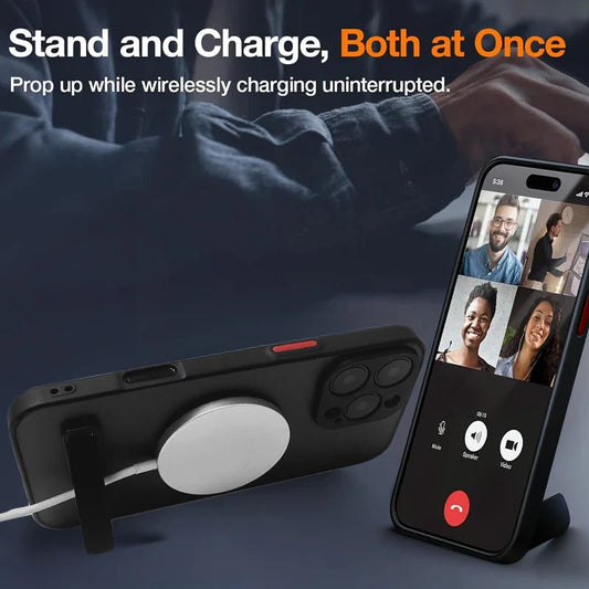 Magnetic Stand Mobile Phone Case for iPhone 17 16 15 14 Pro Max 13 12 11 Cases with Kickstand Back Cover with Holder