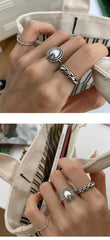 925 Sterling Silver Rings Couples Accessories INS Fashion Vintage Twist Design Round
