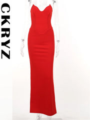 Formal attire Dresses: Ladies Spring Sleeveless Backless Tube Bodycon Maxi Dresses