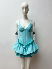 Black Red White Ladies HL Bandage Dress Strap V-Neck Bodycon Mini Dress