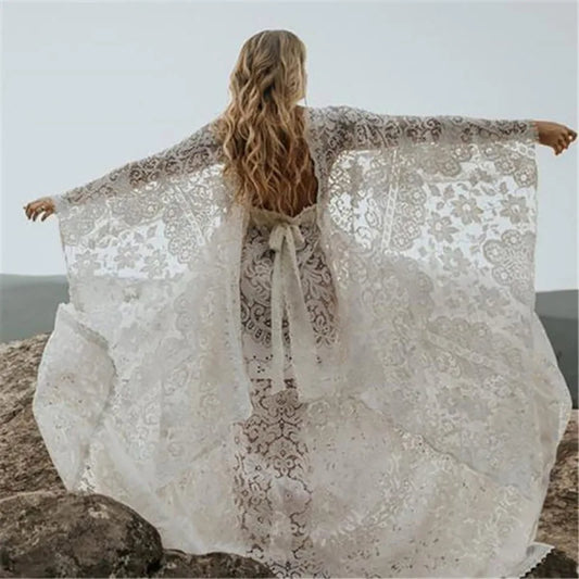Evening wear Dresses: Floor-Length Long Sleeved Lace Formal Evening