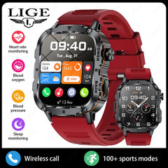 LIGE 2025 Rugged Military Smart Watch Men Outdoor Watches lP68 Waterproof 1.95" Al Voice BT Call Man Smartwatch For Android IOS