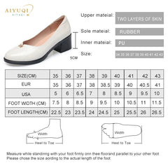 Women Shoes Mid-heel Formal Dress Ladies Shoes Genuine Leather Large Size