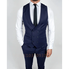 Beach Wedding Outfit Men: Navy Blue Men Suits Slim Fit 3 Pieces Best Men Wear Wedding