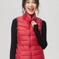 Down Jacket Women Sleeveless Ultra Light Down Vests Slim Jacket Girl Gilet Lightweight