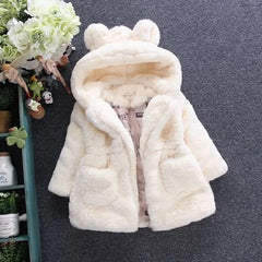 Baby Girls Warm Winter Coats Thick Faux Fur Fashion Kids Hooded Jacket Coat for Girl