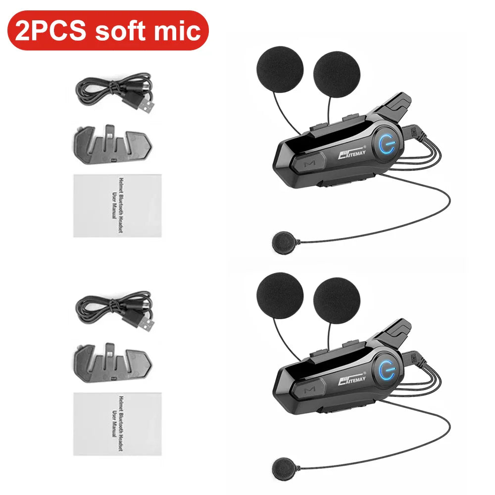 Bluetooth Headphone Motorcycle Helmet Intercom Headset 1000M For 2 Rider Intercomunicador Moto Wireless Interphone Handfree Call
