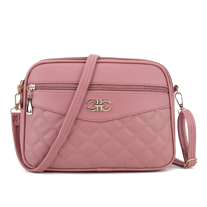 Women's Bag Fashion Lingge Crossbody Bag Four Layer High Capacity Middle