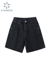 Women's High Waist Denim Shorts Casual Loose Ladies Plus Size Streetwear