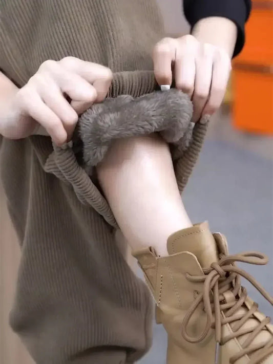 Thickened and Padded Corduroy Pants Women New Women's Loose Bunched Feet