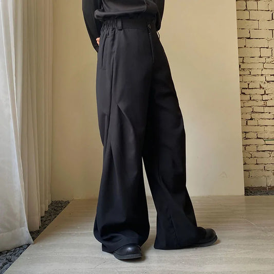 Personalized Pleated Niche Design Wide Leg Trend Versatile Korean Style Casual Pant
