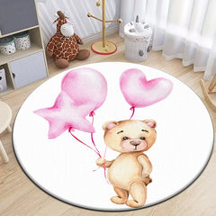 Sleep Bear HD Printed Cartoon Round Carpet for kids Living Room Rugs Camping Picnic