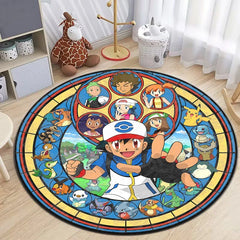 Pokemon Cartoon HD Printed Round Carpet Dropshipping Rug for Living Room Area Rug