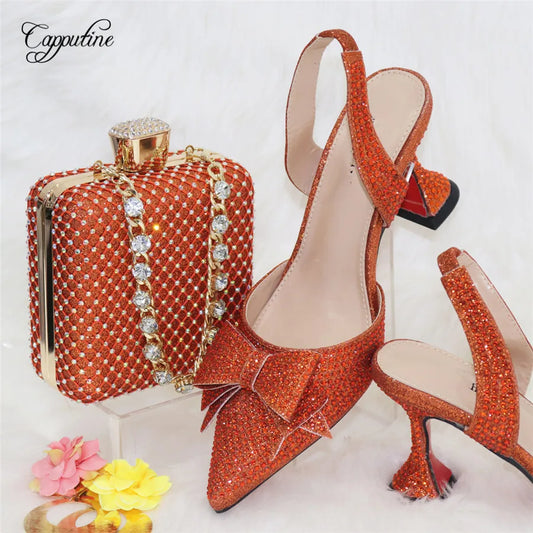 Matching Shoes and Bags: Women Shoes And Bag Set African Ladies Pointed Toes