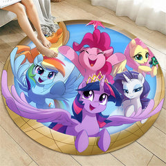 My Little Pony Printed Round Carpet for Living Room Rugs Camping Picnic Mats Flannel