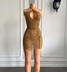 Homecoming Dresses: Cocktail Gowns Black Girl Gold Short Mini Prom Dresses
