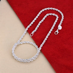 16-24 inch for women men Beautiful fashion 925 Sterling Silver charm 4MM Rope