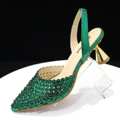 Matching Shoes and Bags: High Heels for Lady Luxury Designer Green Color