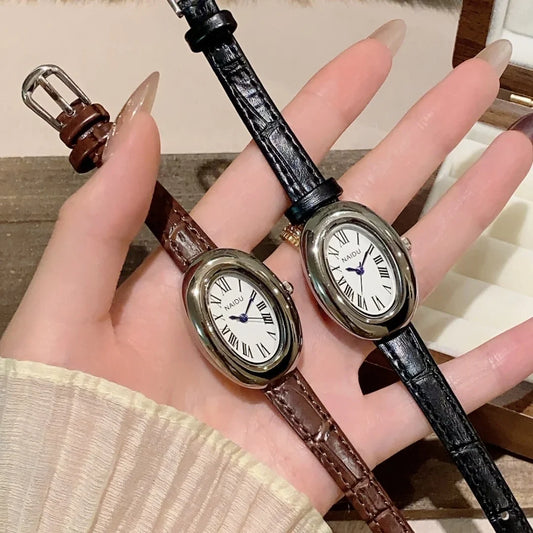 Fashion Oval Dial Women's Watch Casual Leather Band Analog Quartz Watches Female Wristwatch Dropshipping Clock Reloj De Mujer