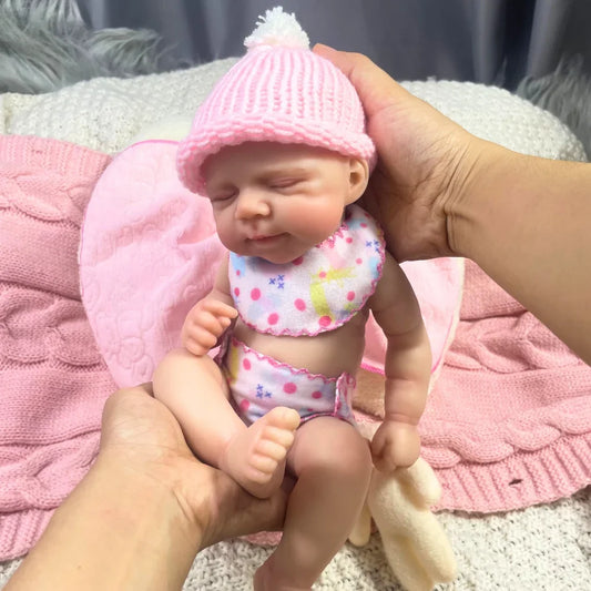Mini 13 Inch Full Silicone Reborn Baby Doll Pascale Girl Washable Body Soft Solid Silicone Doll Birthday Christmas Gift